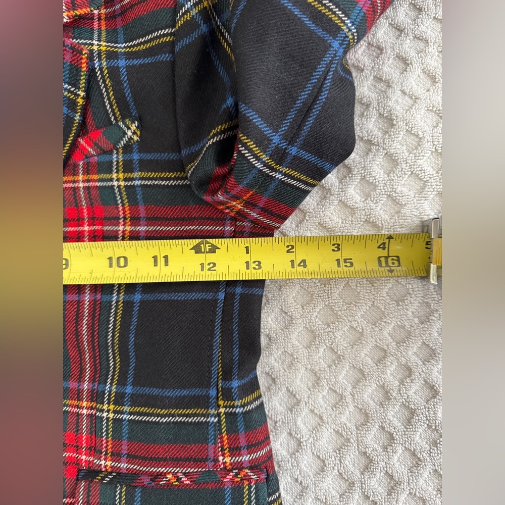 GUCCI Kids Elementary Tartan Blazer Jacket Size 6 Red Black Green Yellow Plaid - Picture 15 of 15
